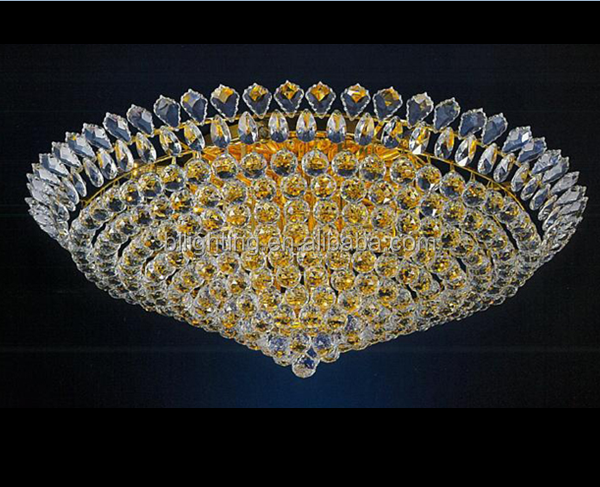 Home Decorative Golden Finish Indoor Led Lights Ceiling Lamp Modern Popular Crystal Flush Mount Wholesale Ceiling Light Factory