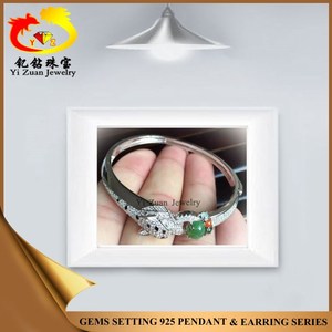 Diseño clásico <span class=keywords><strong>verde</strong></span> jasper piedra plata de moda brazaletes - Product Image 3