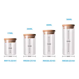 175ml small kitchen storage container clear glass jar with bamboo lid