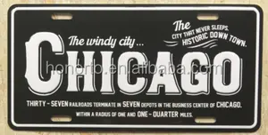 USA Chicago custom decorartive printing embossed metal aluminum license plate