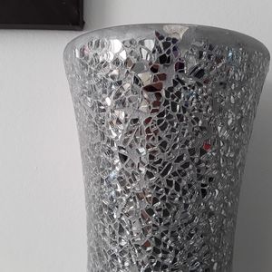 चांदी <span class=keywords><strong>crackle</strong></span> हस्तनिर्मित मोज़ेक गिलास फूलदान - Product Image 2