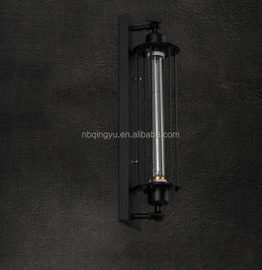 Cổ công nghiệp Matte Đen Tường Đèn Loft Edison bóng đèn T9-300 Sắt Lồng ánh sáng với kim loại bóng râm - Product Image 4