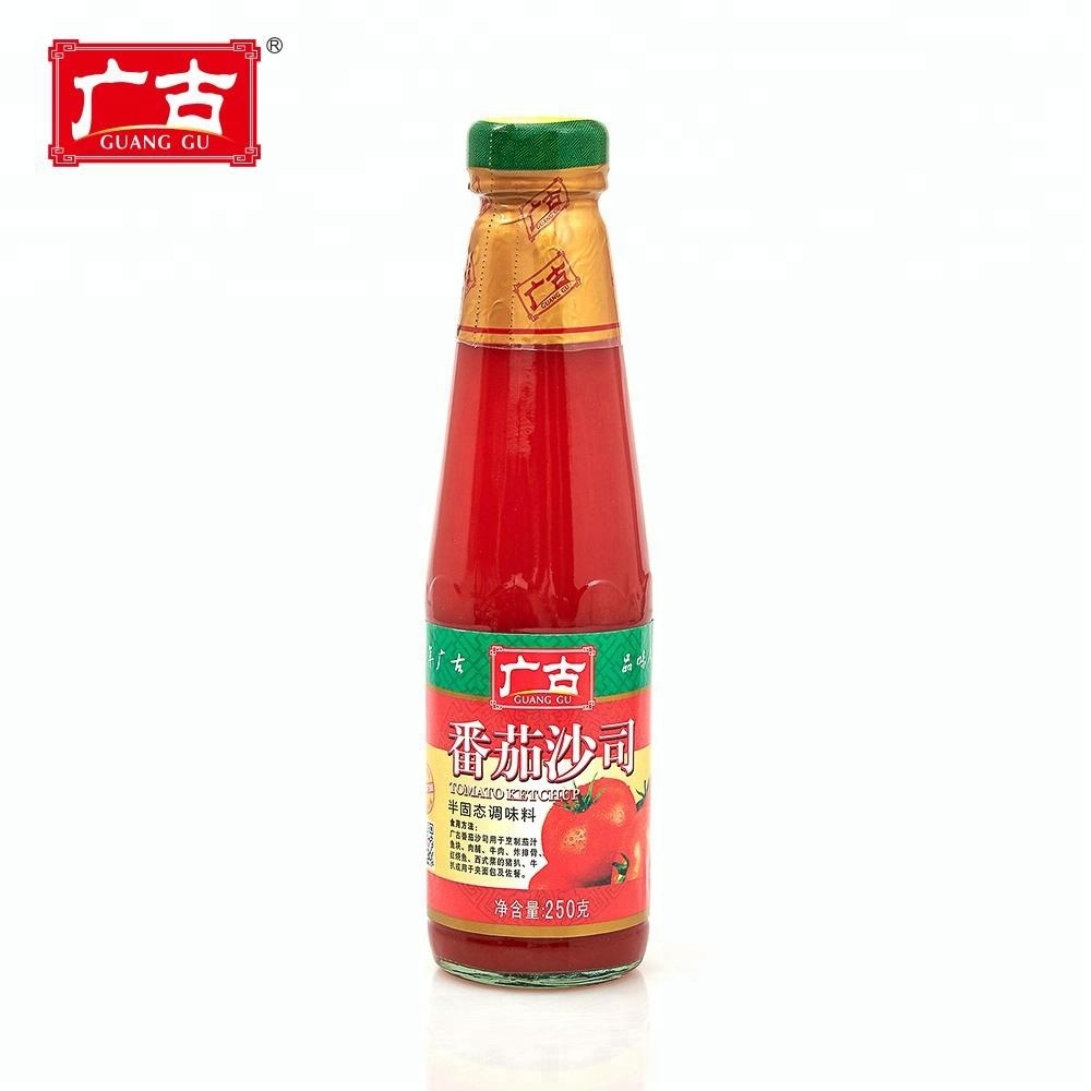 China Foodstuff Grosir Saus Tomat 250G Kaca Botol Saus Tomat Pasta Tomat