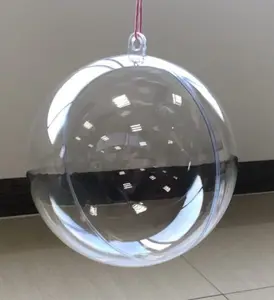 Boule d'ornement de noël de haute qualité, sphère creuse ouverte en plastique acrylique transparent et ajouré