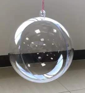 Esfera de enfeite de natal, esfera de plástico transparente acrílica abridível, de alta qualidade