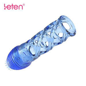 Klitoris G-Punkt Stimulation <span class=keywords><strong>Sex</strong></span> Zeit verlängerung Spiked Hollow Hollow-Carved Design Weiche Silikon Dildo hülle für Männer - Product Image 6