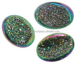 Opale Druzy Gemstone Stone Argent Sterling 925 (Plaqué Or & Rhodium) Lunette Réglage Incrustation pour Bijoux pour les Occasions de Fête - Product Image 1