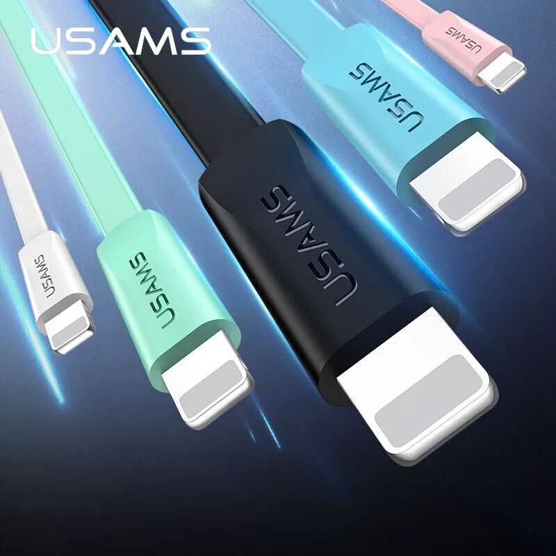 USAMS US-SJ199 1.2m U2 8 pin Flat Noodle Fast USB Charging Cable for iphone Charger Data Wire