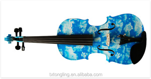Bleu Fleur Décoratif En Bois <span class=keywords><strong>Massif</strong></span> Violon TL-1204 - Product Image 4