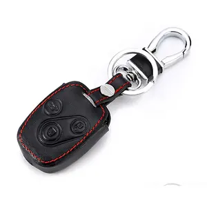 3 Buttons Leather Car Key Case For Honda City Accord CR-V Civic Remote Fob Holder Cover Keychain Protector Bag Auto Accessories