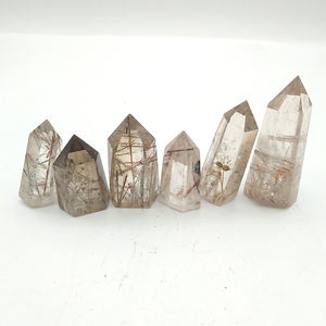 Kuarsa Bening Alami Emas Kasar Rutilasi Kristal Kuarsa Poin Dijual <span class=keywords><strong>Tibetan</strong></span> Batu Tongkat untuk Penyembuhan - Product Image 3