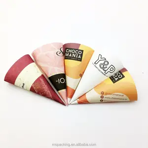 Disposable Custom Printed Foil Rolled Ice Cream Gelato Paper Cone Wrapping Paper Ice Cream Cone With Coated Paper Logo Printed