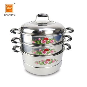 Marmite à vapeur à fleurs en acier inoxydable à 3 couches, pots à fleurs 30 cm - Product Image 1