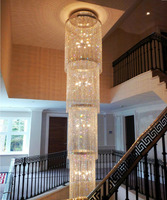 Villa de luxe hôtel escalier escalier pendentif en cristal lumière moderne chaîne de cristal longues lustres
