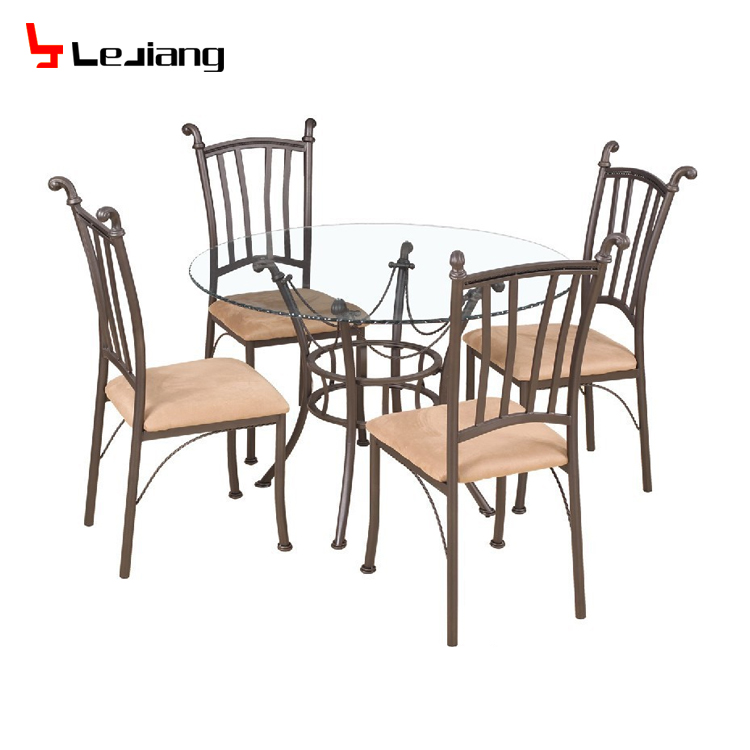 2015 элегантный круглый закаленное стеклянный обеденный стол и стулья YC-12