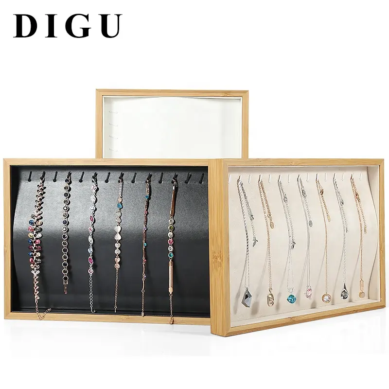 DIGU Wholesale Custom Jewellery Display Trays Wooden Necklace Tray High Quality Jewelry Storage Tray