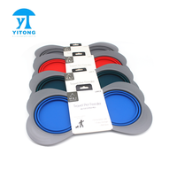 M & J-tazón plegable de silicona doble con forma de hueso para perros, plato de alimentación de agua y comida para mascotas, para viajes al aire libre