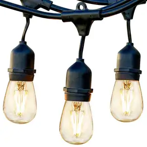 Treo Dimmable S14 Vintage Edison Bulbs 48ft Thương Mại Garden Party Patio Ánh Sáng Không Thấm Nước IP65 LED Ngoài Trời Chuỗi Đèn