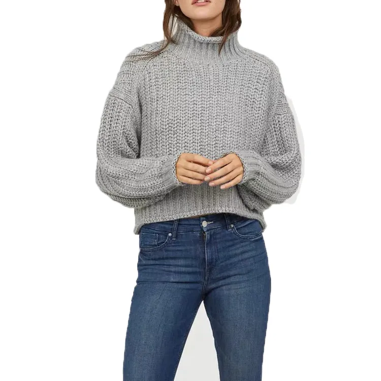 Grosir Sweater Rajutan Pullover Wol Wanita Sweater Turtleneck