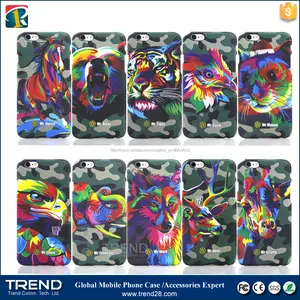 Série sept Camouflage imprimé caoutchouc revêtement couverture de cas pour l'iphone 6
