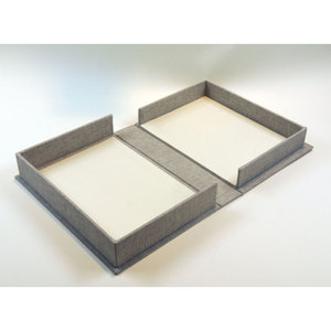 Custom Logo Bookcloth Linen Fabric <strong>Covered</strong> Clamshell Gift Packaging <strong>Box</strong> - Product Image 1