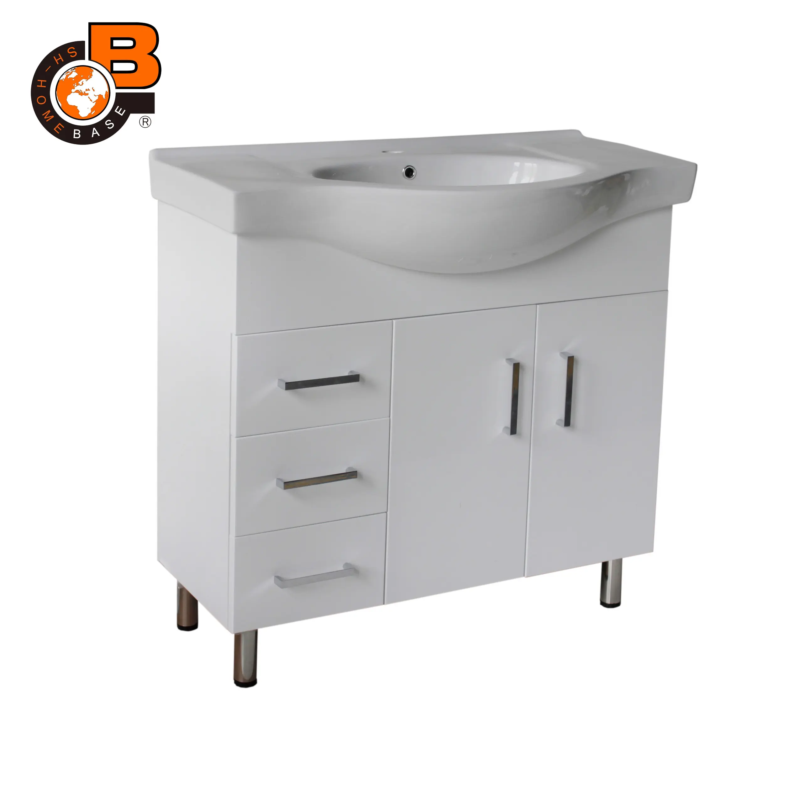 Semi Recessed Badezimmer Vanity Ceramic Basin Waschbecken Lagers chrank auf Beinen