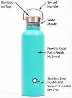 Botellas de agua termo deportivas de Metal inoxidable con tapa de bambú botella de agua aislada al vacío de doble pared sin plástico