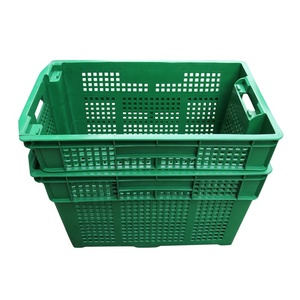 QS Heavy Duty Nest <strong>Stackable</strong> Storage Container Crate Wholesale Durable Mesh Supermarket Plastic <strong>Basket</strong> for Vegetable Fresh Fruit - Product Image 6