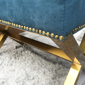 Blauwe Spons Comfortabele Voet Stap Kruk Moderne Leisure Voeten Poef 201 Geborsteld Roestvrij Staal Zachte Gewatteerde Stoel Kruk - Product Image 5