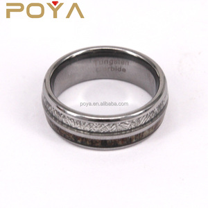 Poya joyería <span class=keywords><strong>del</strong></span> tungsteno de los hombres <span class=keywords><strong>real</strong></span> Antler ELK y imitado meteorito incrustaciones Anillos De Compromiso anillo - Product Image 4