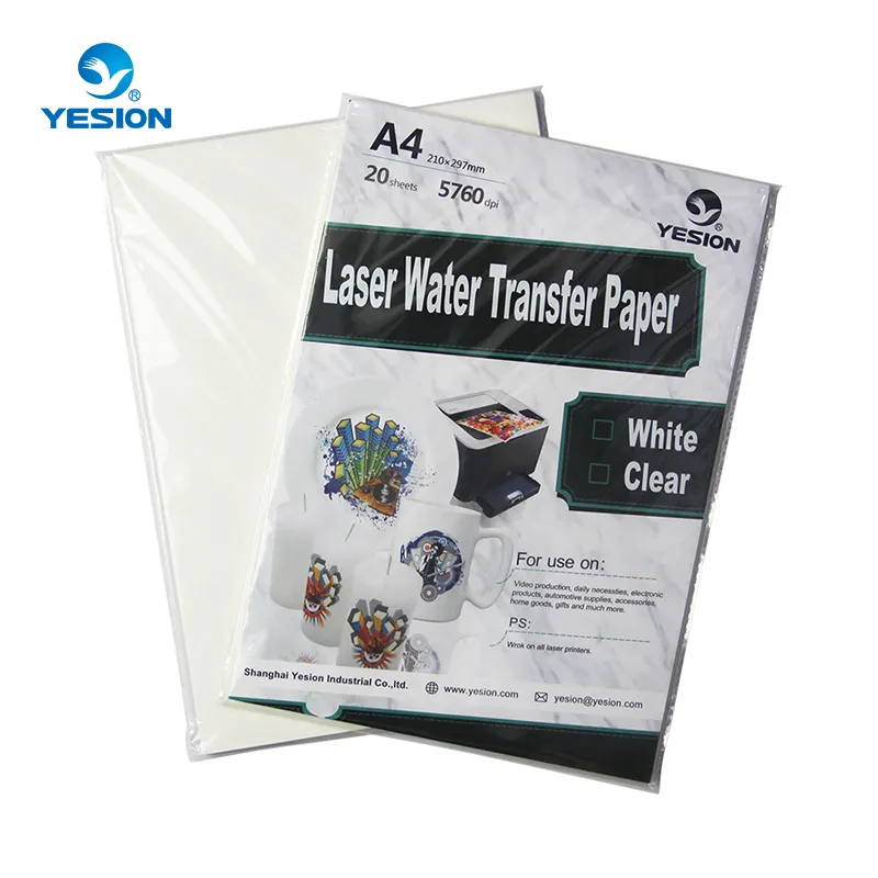 Yesion papel de transferencia de agua para impresora de inyección de tinta/de cerámica de transferencia de agua papel de calcomanía para diapositivas