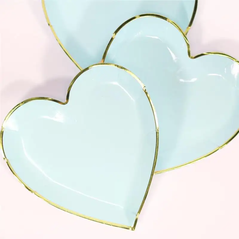YR Disposable Paper Plate Gold edge heart paper plate