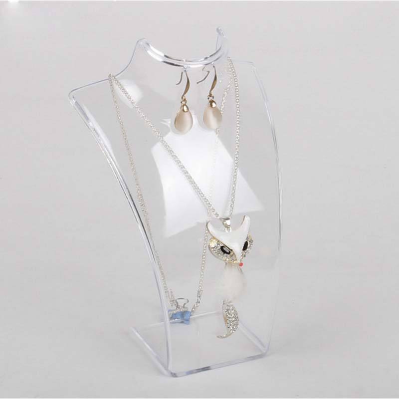 Jewelry Display Bust Black White Clear Acrylic Jewelry Mannequin Necklace  Holder Earring Jewelry Display Stand