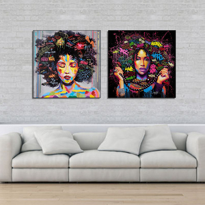 Impresión HD, Arte Abstracto Afroamericano, Retrato Negro, Lienzo Decorativo <span class=keywords><strong>para</strong></span> Pared, Póster <span class=keywords><strong>de</strong></span> Mujer Afro, Pintura en Lienzo <span class=keywords><strong>para</strong></span> Decoración <span class=keywords><strong>de</strong></span> Pared, Dropship - Product Image 2