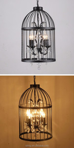 Simig aydınlatma amerikan retro yaratıcı kristal kuş kafesi demir kolye ışıkları salon için - Product Image 4