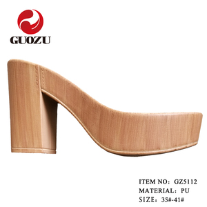 Sandalias de Tacón Alto de Moda para Mujer, de PU, con <span class=keywords><strong>Suela</strong></span> de Color Madera, Material de <span class=keywords><strong>Suela</strong></span> Premium - Product Image 2