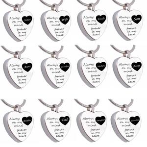 Sempre nel mio pensiero, per sempre nel mio cuore: Ciondolo urna commemorativa in acciaio inossidabile per ceneri umane o di animali domestici, gioiello commemorativo, collana. - Product Image 2