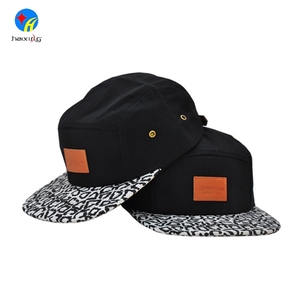 White leather label 5 panel flat Bill Cap and hat - Product Image 5