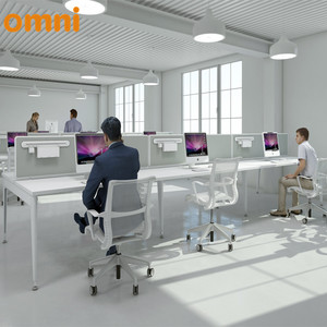 Escritorio de oficina moderno para 6 personas Diseño modular ejecutivo blanco