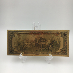Amerika tarzı 24K altın folyo değil para 2 abd doları banknot akrilik çerçeve standı ile hediyeler için - Product Image 4
