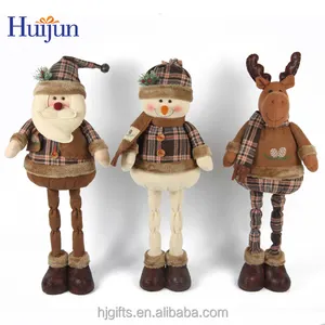 Christmas Crafts Hot custom plush christmas extendable santa claus doll with adjustable legs