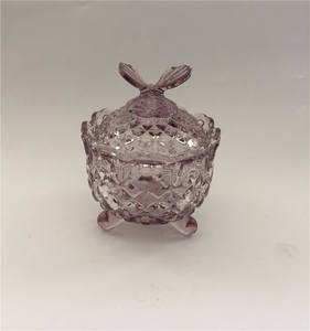 Gros <span class=keywords><strong>noeud</strong></span> papillon avec pied en verre bocal de bonbons avec couvercle papillon fait à la main en cristal bougie pot BR - Product Image 4