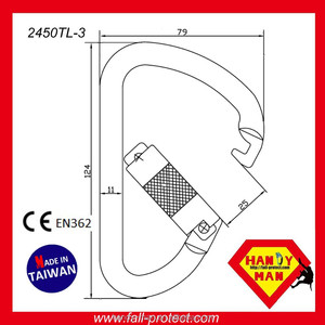 Mosquetón de triple bloqueo en forma de pera de acero resistente-CE EN362 - Product Image 2
