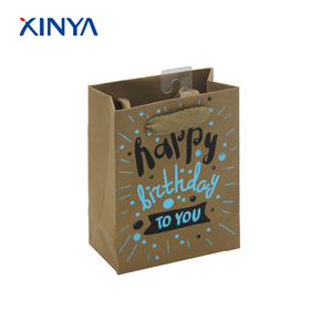 Top qualité guaranted heureux d'anniversaire <span class=keywords><strong>slogan</strong></span> imprimé kraft brun papier cadeau sac - Product Image 1