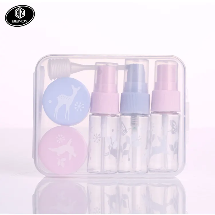 Hot wholesale 6pcs travel PP PET cosmetic packaging spray bottle set kit for airline outdoor