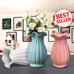 festoneado tulipán florero <span class=keywords><strong>para</strong></span> sala de jarrón de flores <span class=keywords><strong>para</strong></span> boda Casa Decor Oficina de flor de cerámica, florero - Product Image 2