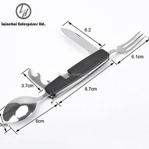 LH LHO1 Fabricante Venta al por mayor Juego de cubiertos de acero inoxidable plateado Diseño desmontable para acampar al aire libre y senderismo Hecho en China - Product Image 4