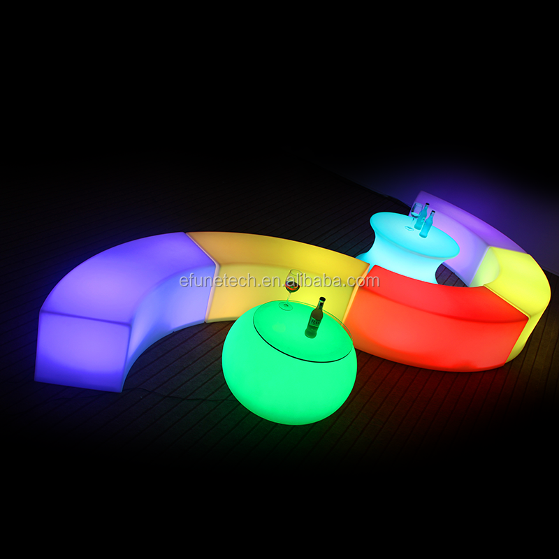16 видов цветов изменяющая свет садовая мебель изогнутая Вечеринка стул секционная наружная светодиодная скамья