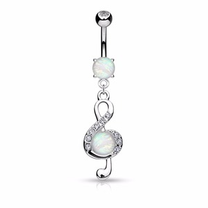 <span class=keywords><strong>Piercing</strong></span> <span class=keywords><strong>para</strong></span> el <span class=keywords><strong>ombligo</strong></span> colgante ópalo <span class=keywords><strong>falso</strong></span> nota musical - Product Image 1