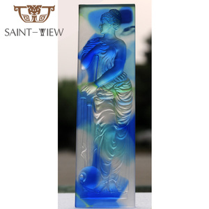 Plaques murales décoratives intérieures de mariage en verre cristal moulé sur mesure, peintes en jaune et bleu, écologiques, avec impression UV effet <span class=keywords><strong>brique</strong></span> - Product Image 5